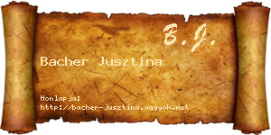 Bacher Jusztina névjegykártya